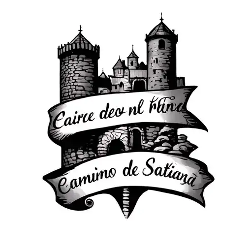 A tattoo with the stamps of the Camino de Santiago on the leg tattoo design idea