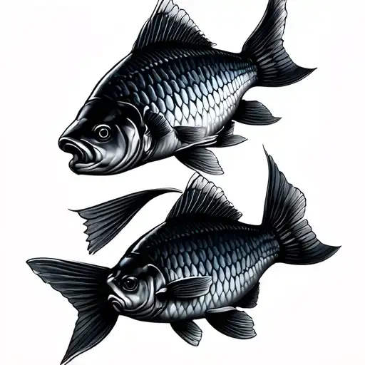 three crucian carp fish. tattoo design idea