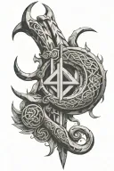 odins horns with rune tattoo design idea