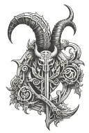odins horns with rune tattoo design idea