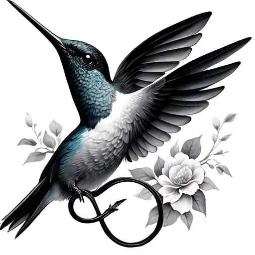 humming-bird infinity symbol tattoo design idea