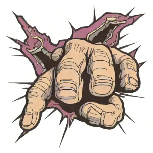 fist punching with purple magic coming out of it tattoo design idea