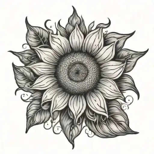 Sun rays and Sunflower represent wife name GAYE tattoo design idea