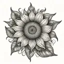 Sun rays and Sunflower represent wife name GAYE tattoo design idea