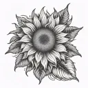 Sun rays and Sunflower represent wife name GAYE tattoo design idea