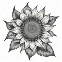 Sun rays and Sunflower represent wife name GAYE tattoo design idea