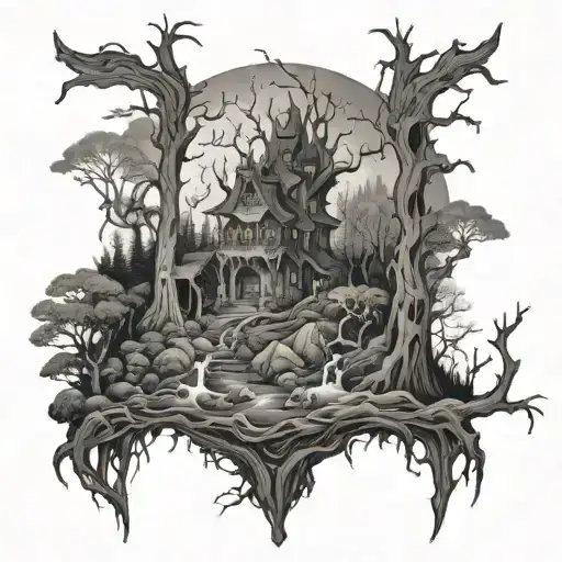 Haunted Forest tattoo design idea