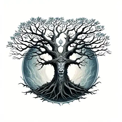 whole freya norse goddes grouing yggdrasil tree tattoo tattoo design idea