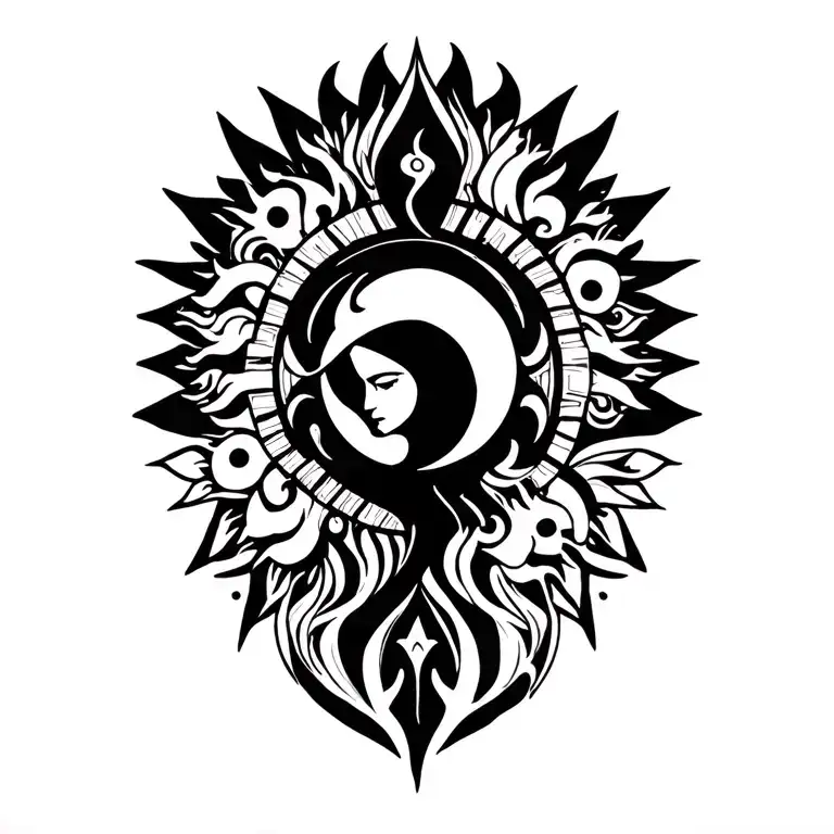 dame of the moon and knight of the sun tattoo design idea