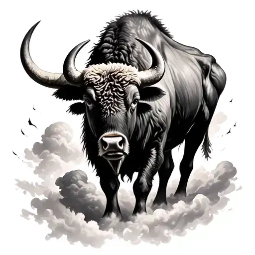 heard of Buffalo in a Storm clouds tattoo design idea
