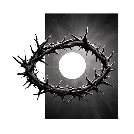 crown of thorns with thorns turning into tree branches signifying life in a masculine way tattoo design idea
