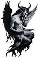 broken angel half demon tattoo design idea