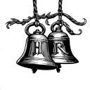hells bells. two swinging bells, one with a H on it and one with an R. have the bells overlap in the middle tattoo design idea