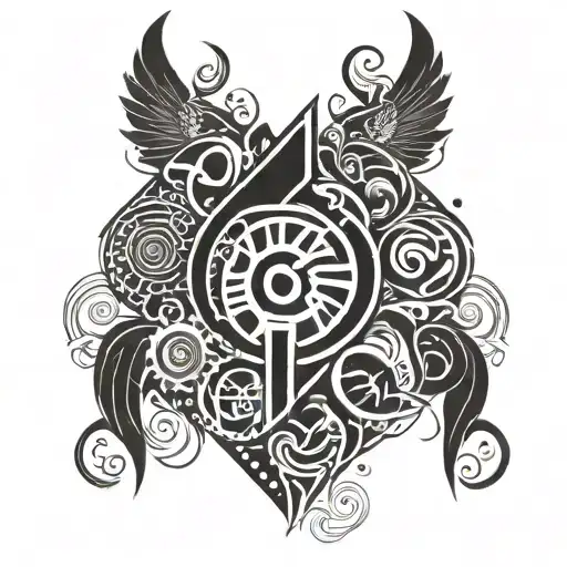 Design that combines Maori and Punjabi elements with anime and MMA/UFC vibes tattoo design idea