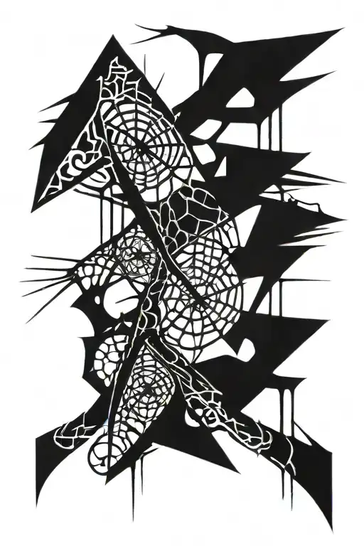 Abstract zipper with cobwebs on the corners tattoo design idea