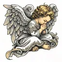angel child praying tattoo design idea