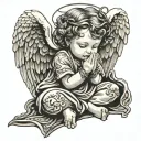 angel child praying tattoo design idea