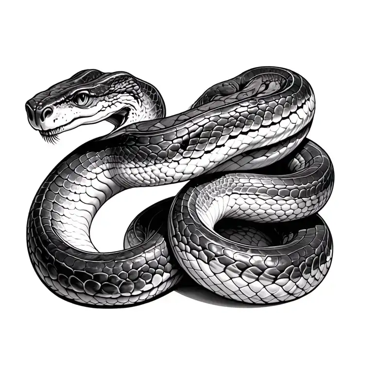 detailed snake , hissing  tattoo design idea