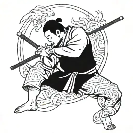 flute and judo tattoo design idea