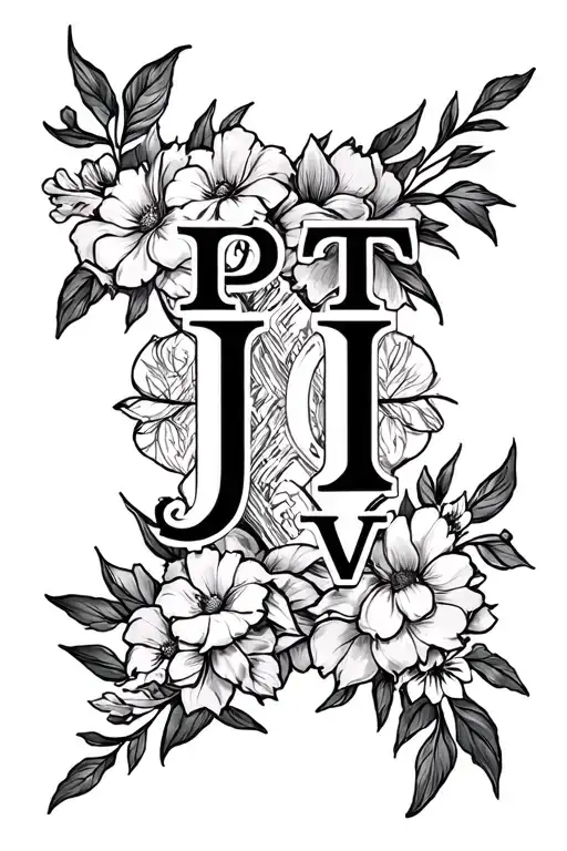 Tattoo on my entire right forearm which is significant should contain my family's initials which are P T J I O V  tattoo design idea