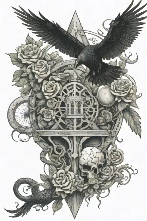 pyramideyeball,,dragon coil,roses,tree of life,waterfall,moon,whale,nasty,crow, snakes,earth,mushrooms,marijuana,skull tattoo design idea