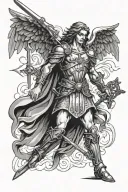 st Michael archangel with a crucifix and sword tattoo design idea