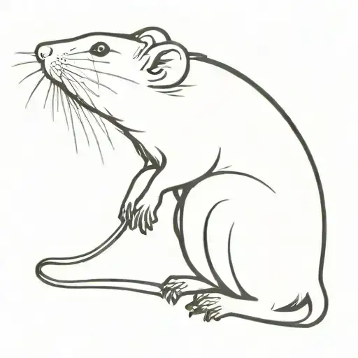 Print a tattoo where white rat gently bites the ear of the black rat tattoo design idea