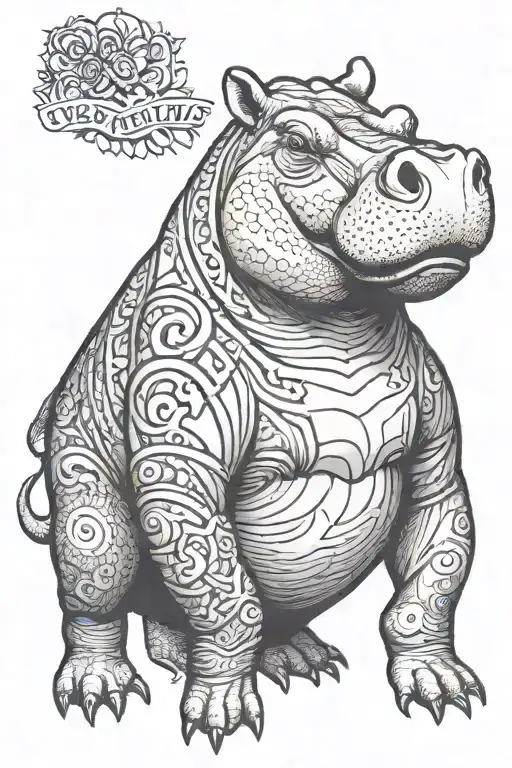 hippopotamus tattoo design idea