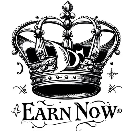 quick learn earn now lettter "D5" with a crown tattoo design idea
