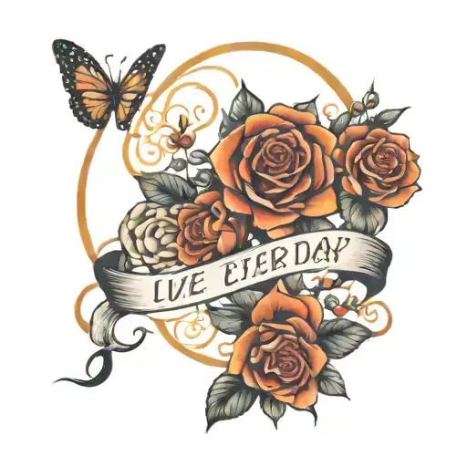Live every day with gratitude, purpose, and love tattoo design idea