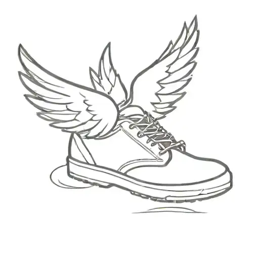 track shoe with wings tattoo design idea