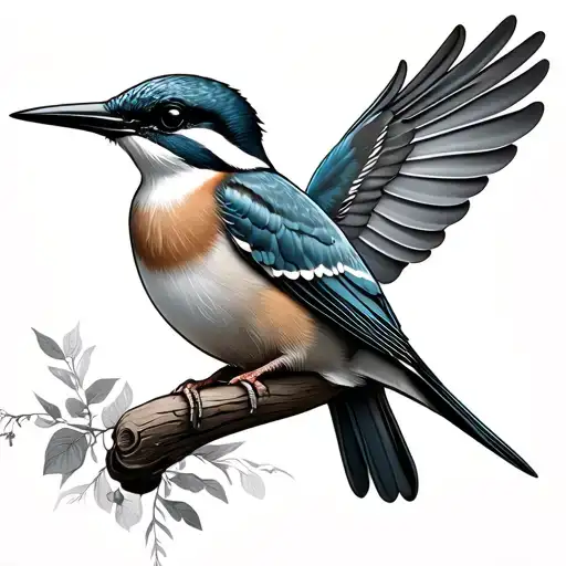 kingfisher and barn swallow bird tattoo design idea