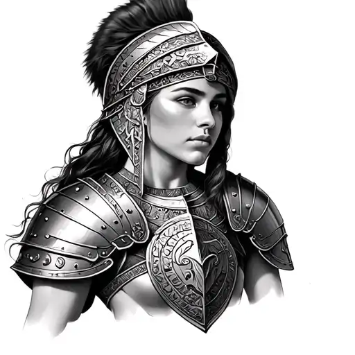 Woman wearing a roman centurion battle armor tattoo tattoo design idea