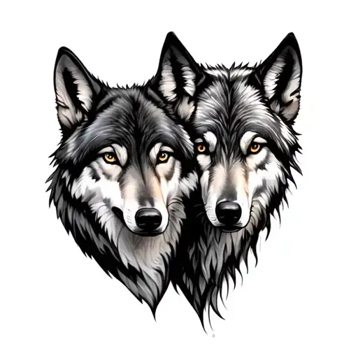 couple wolf tattoo design idea