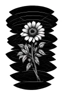 I want a blackout sleeve with negative horizontal bands. inside of the bands, I want a linework flower tattoo design idea