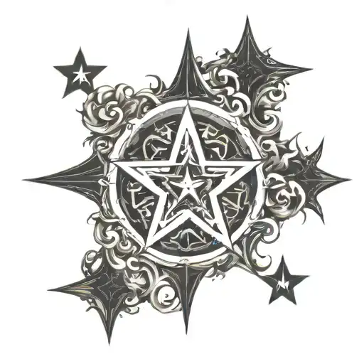  stars, circle, strength persevere symbol incorporated tattoo design idea