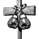 boxing gloves hanging from a cross tattoo design idea