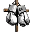 boxing gloves hanging from a cross tattoo design idea