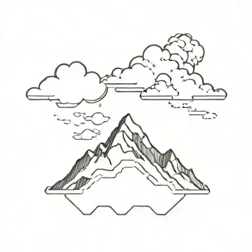 a montain with cloud in a jigsaw piece puzzle tattoo design idea