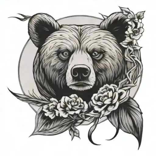 bear claw print moon girl boy always together  tattoo design idea