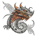 dragon ermine wrapped tattoo design idea