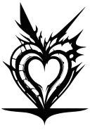 heart shape, cyber siglism, sharp point, foot/ankle, gothic  tattoo design idea