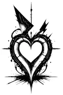 heart shape, cyber siglism, sharp point, foot/ankle, gothic  tattoo design idea