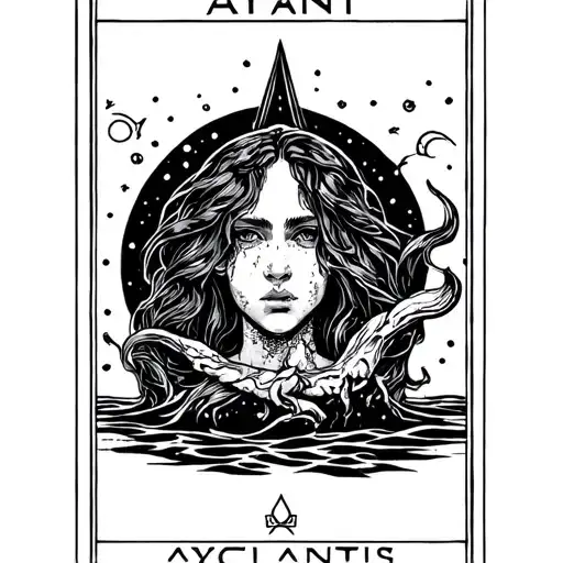 tarot card Atlantis sleep token tattoo design idea