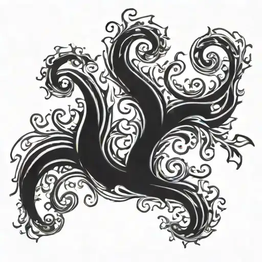 black swirls like lively flames tattoo design idea