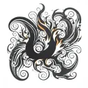 black swirls like lively flames tattoo design idea