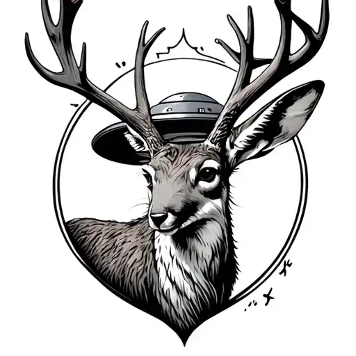 ufo picking up jackalope tattoo design idea