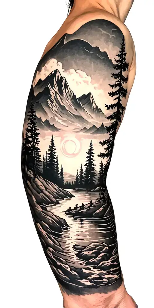 outdoors arm sleeve tattoo design idea