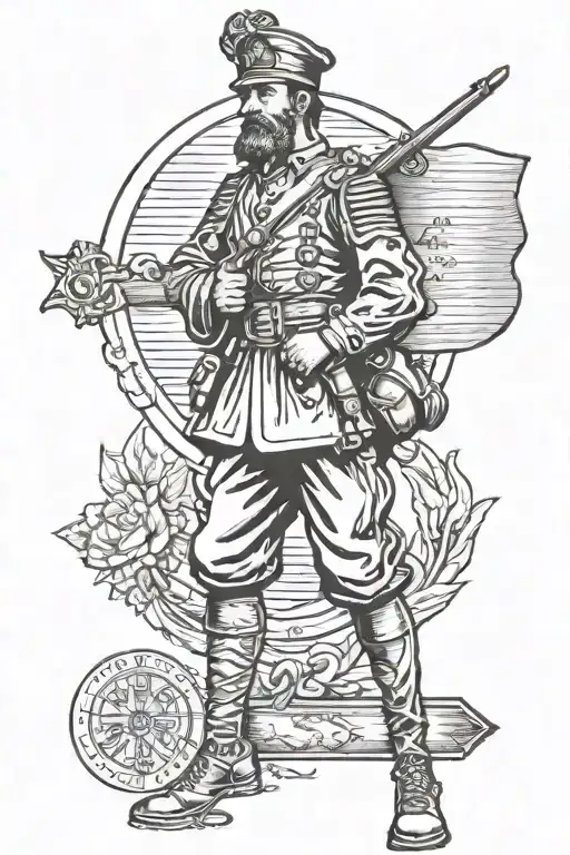 Biblical scene hebrews 11: 1 soldier standing tattoo design idea