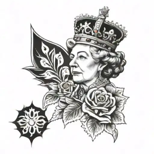 Queen Elizabeth holding the blessed name tattoo design idea